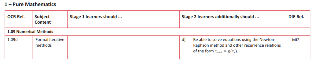 Specification reference
